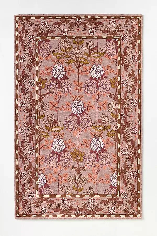 Hooked 100% Wool Floral Printed Rug