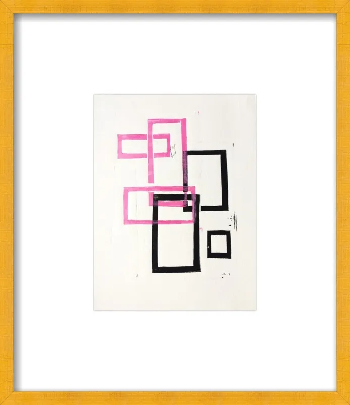 Pink and Black Geometric Squares x2 by Stacy Rajab for Artfully Walls