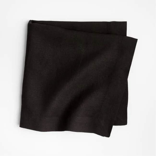 Marin Ink Black European Linen Napkin