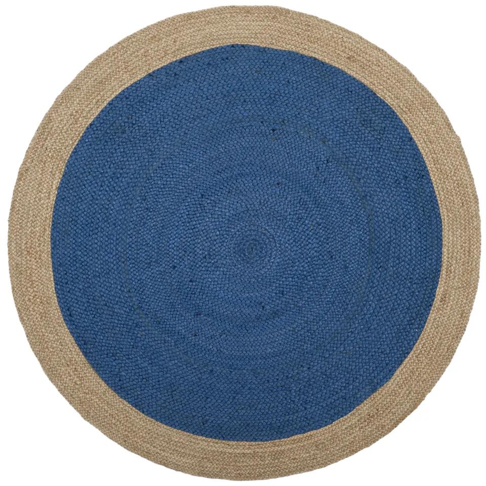 Arlo Home Hand Woven Area Rug, NF801D, Royal Blue/Natural,  5' X 5' Round