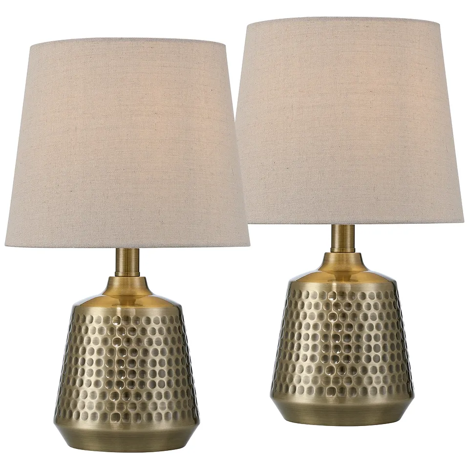 Argus 16" High Textured Brass Table Lamp Set of 2