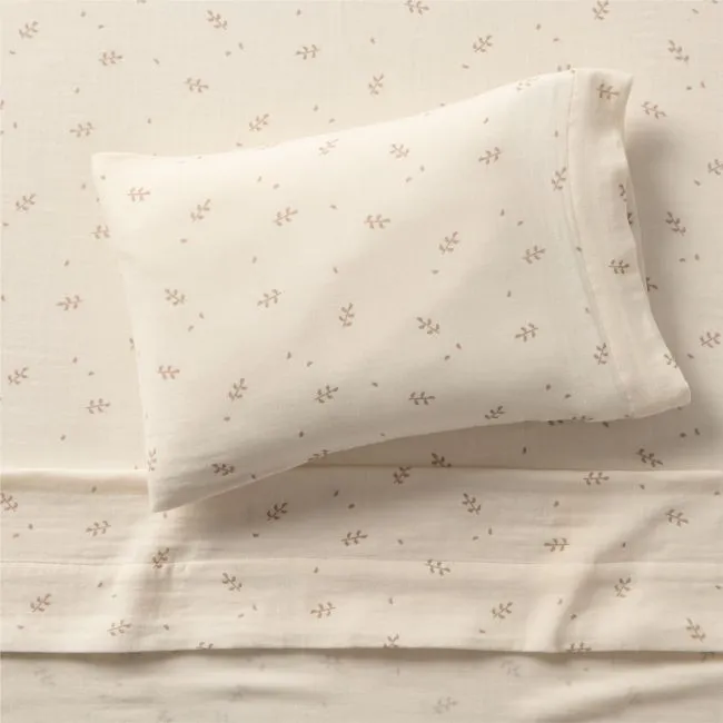 Supersoft Undyed Leaf Print 100% Organic Cotton Gauze Toddler Sheet Set