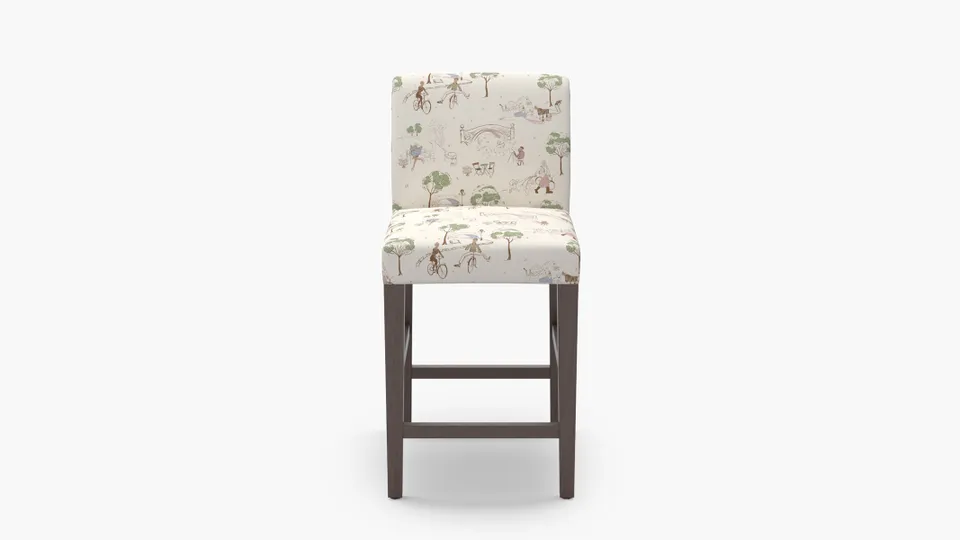 Signature Dining Counter Stool, Multi Central Park Toile, Espresso Square Tapered Leg
