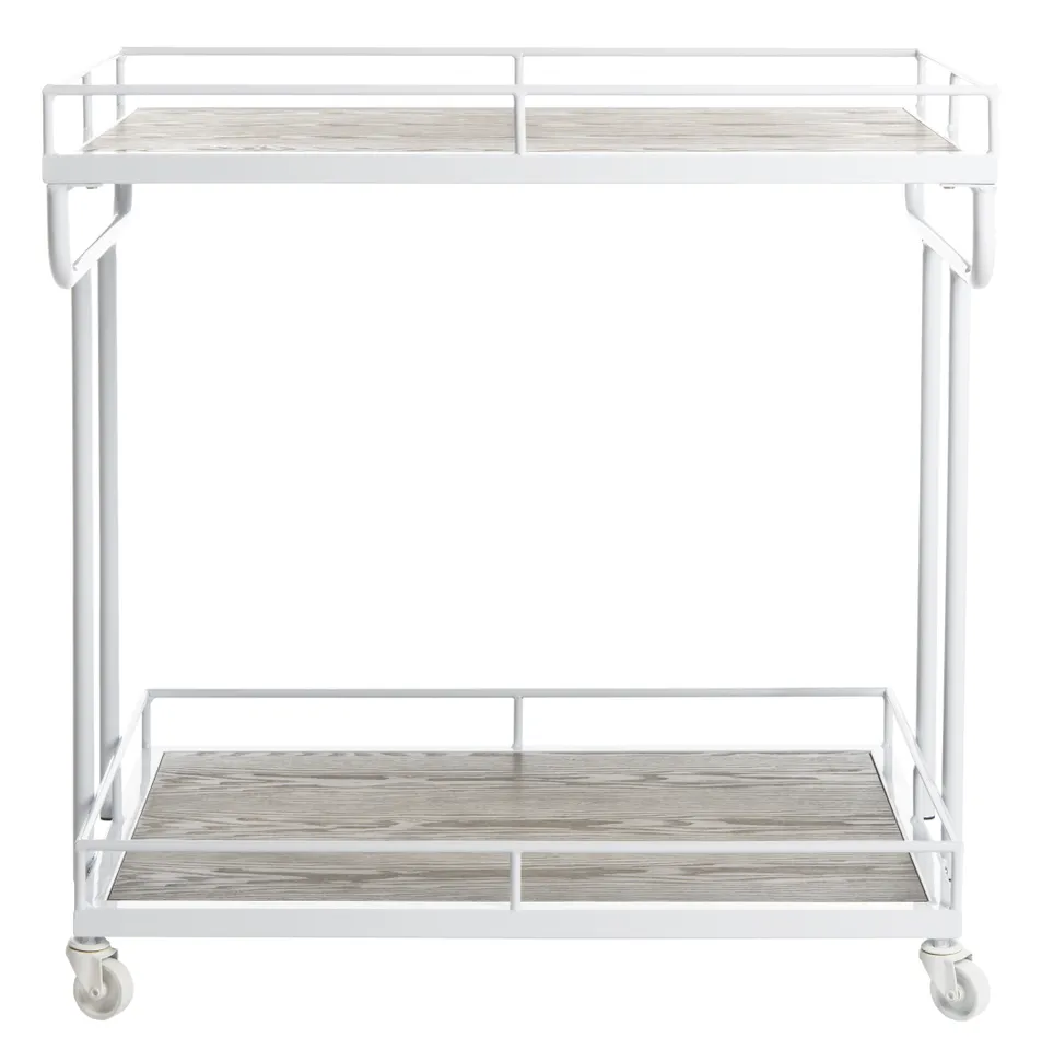Dawson 2 Tier Rectangle Bar Cart - Rustic Oak/White