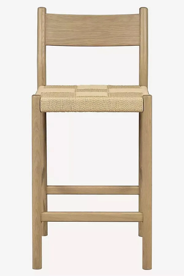 Asher Woven Cord Oak Wood Counter Stool