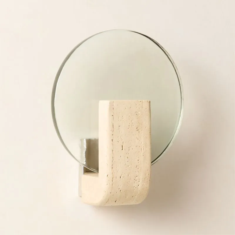 Celestun Travertine And Cast Glass Wall Sconce Set of 2