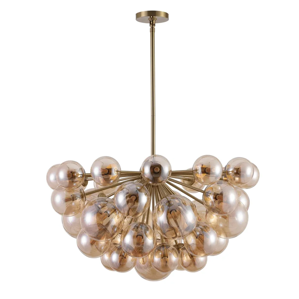 Safavieh Couture Raphaela Glass Globe Chandelie - Gold/Amber