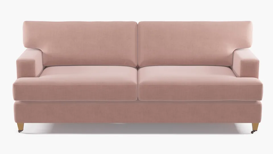 Classic Sofa, Blush Everyday Linen, Natural with Antique Brass Caster