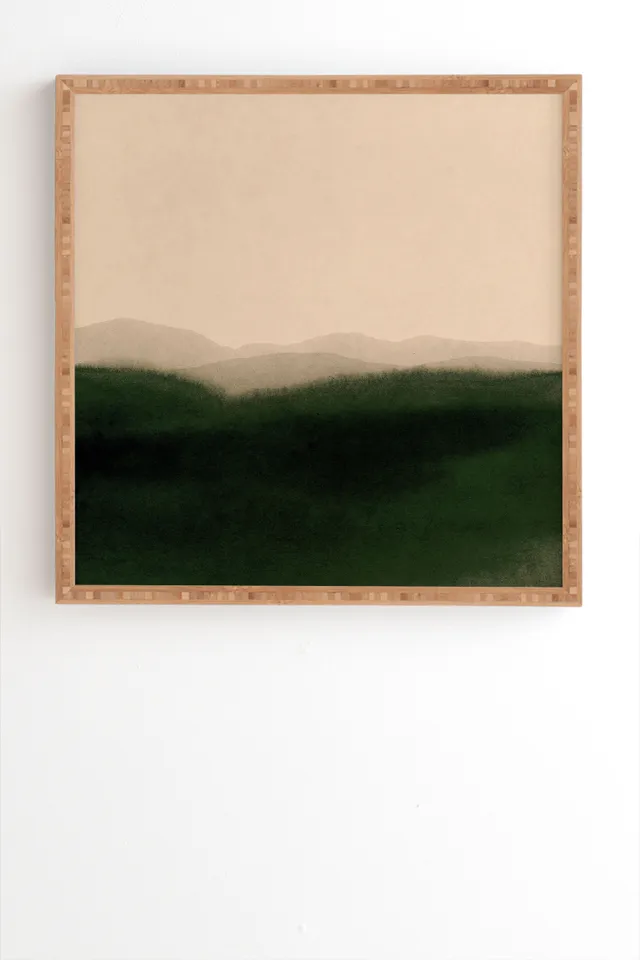 Green Hills by Iris Lehnhardt - Framed Wall Art Bamboo 30" x 30"