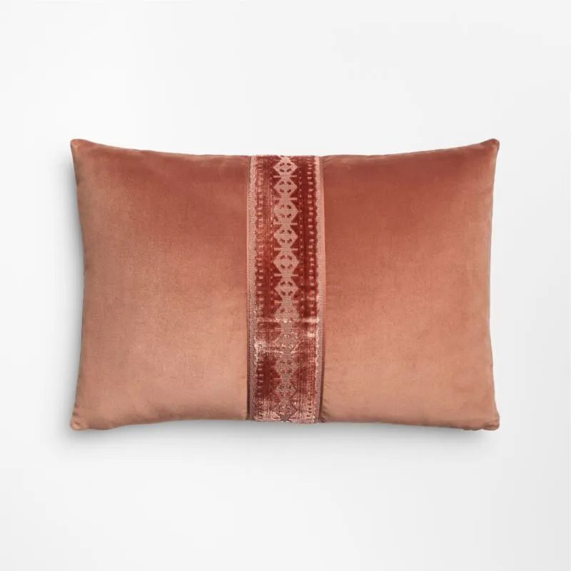 Alley Velvet Stripe 22"x15" Titian Red Throw Pillow with Feather Insert by Venus Williams