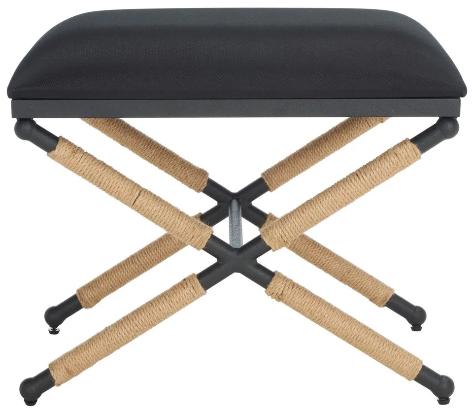 Carmelo Hemp Wrapped Ottoman - Black/Black