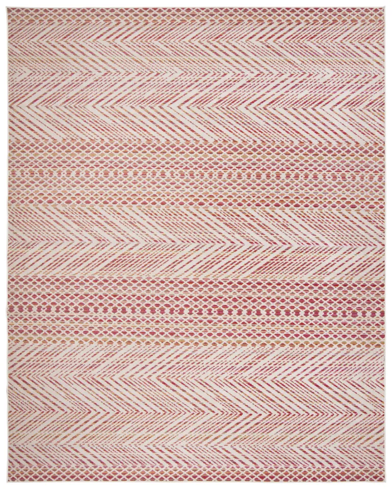 Arlo Home Indoor/Outdoor Woven Area Rug, MTG181P, Pink/Multi,  9' X 12'