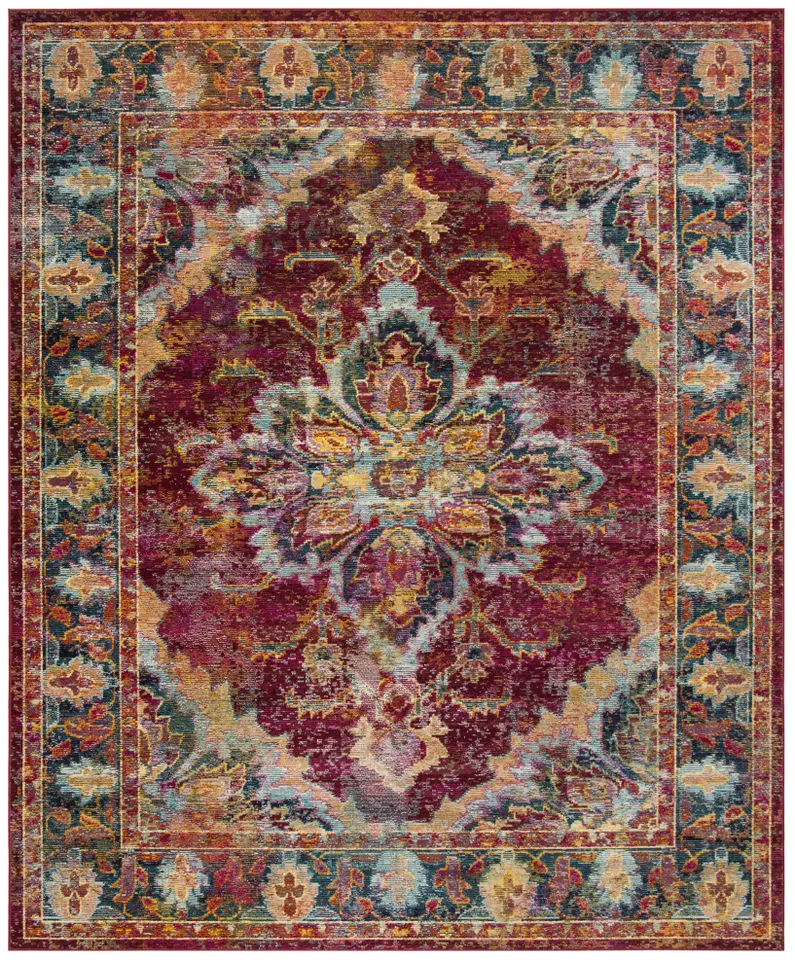 Arlo Home Woven Area Rug, CRS508R, Ruby/Navy,  9' X 12'