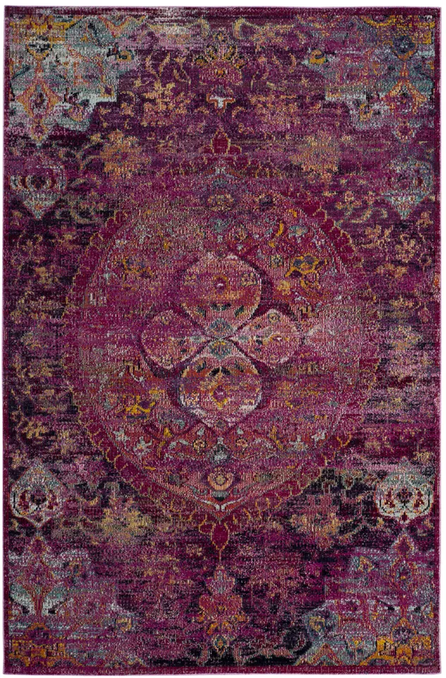 Arlo Home Woven Area Rug, CRS512S, Fuchsia/Purple,  4' X 6'