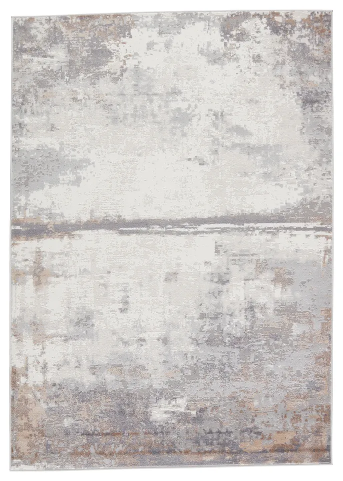 Vibe by Treyton Abstract Gray/ Ivory Runner Rug (3'X12')