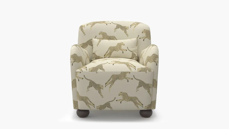Club Chair, Desert Cheetah, Espresso Bun Foot