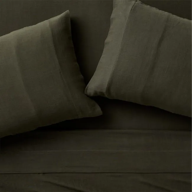 Organic Cotton Gauze Ficus Green King Bed Sheet Set