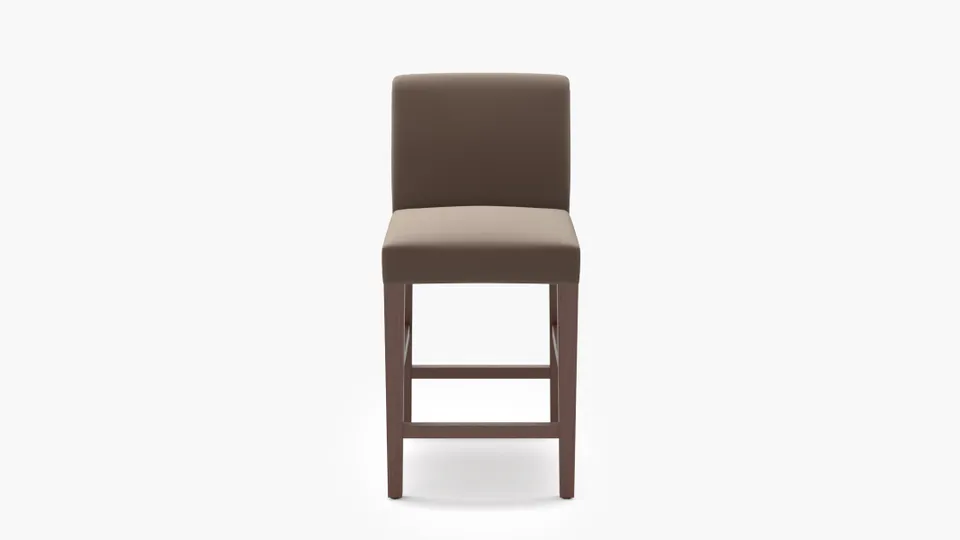 Signature Dining Counter Stool, Mink Performance Plush Velvet, Walnut Square Tapered Leg
