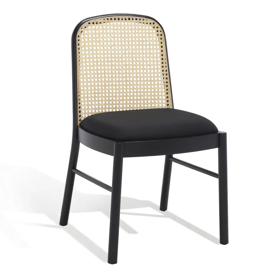 Annmarie Rattan Back Dining Chair - Black/Natural - SET 2