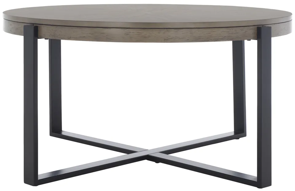 Navya Round Coffee Table - Light Gray / Black