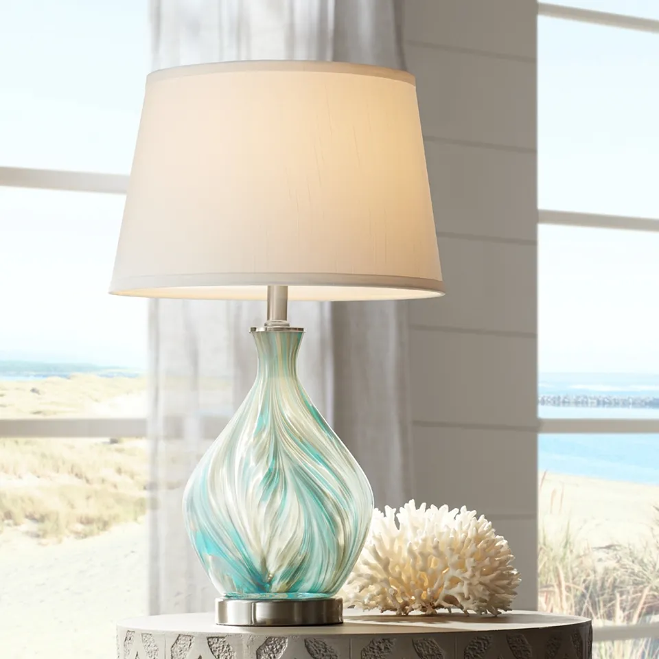 Cirrus Art Glass Vase Accent Table Lamp with Table Top Dimmer