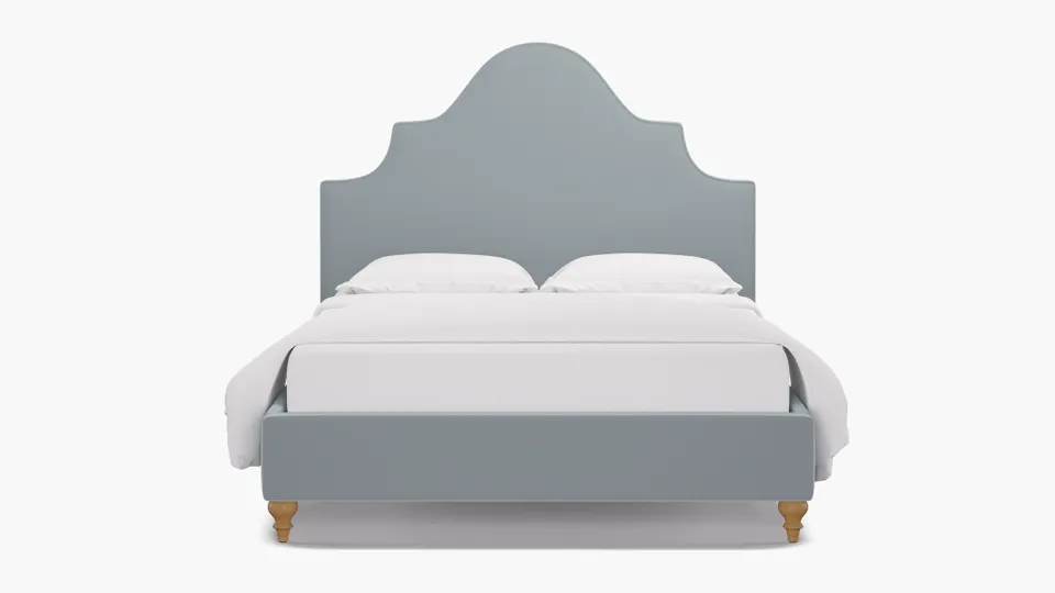 Statement Bed, Sterling Performance Velvet, Natural Traditional Turned Leg, King