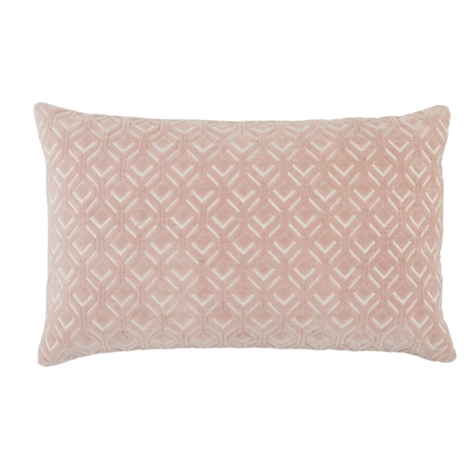 Colinet NOU08 Handmade Trellis Blush And Black Lumbar Down Alternative Filled Pillow (13"x21")
