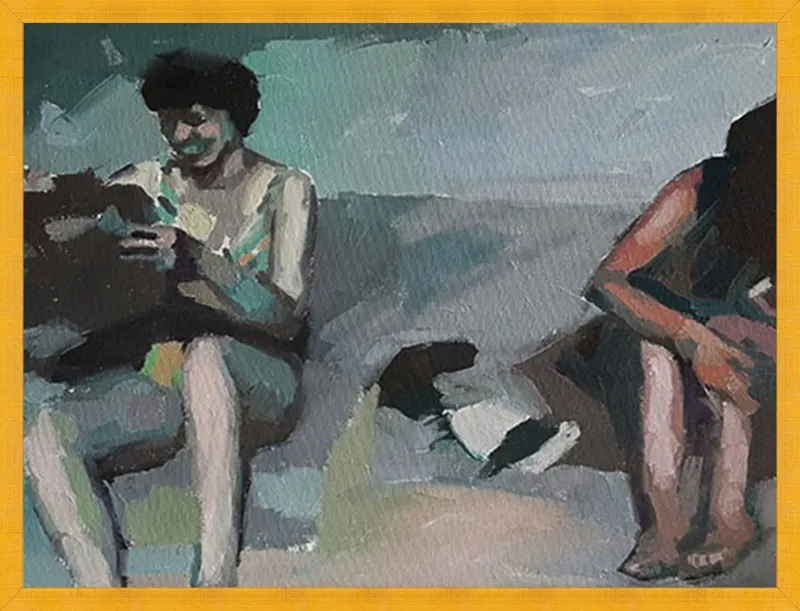 Girls at the beach by Mary Sinner for Artfully Walls