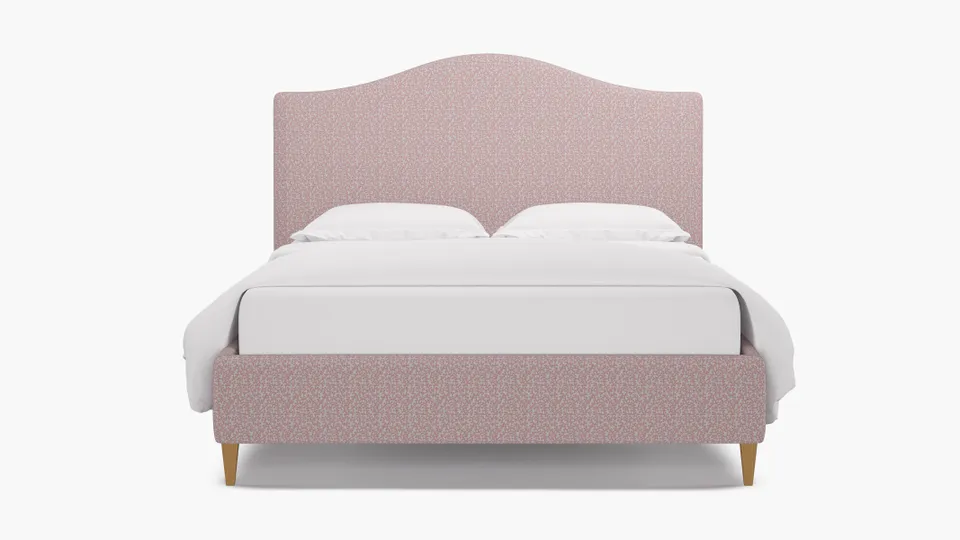 Camelback Bed, Flamingo Hele Bay, Natural Square Tapered Leg, Queen