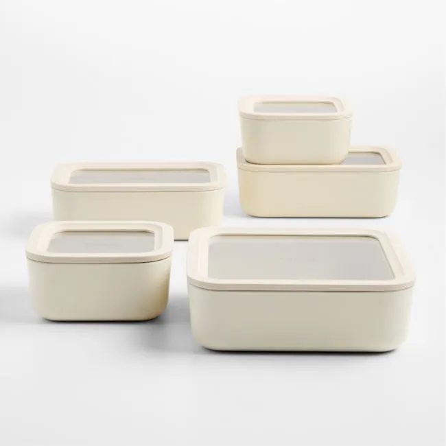 Caraway ® Cream & Gold Ceramic-Coated 13-Piece Glass Food Storage Set
