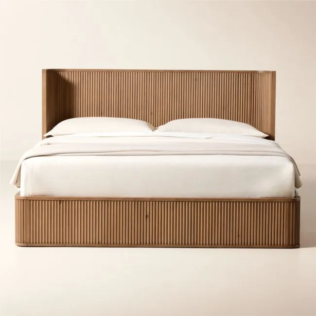 Davison Fluted Warm Brown Wood King Bed