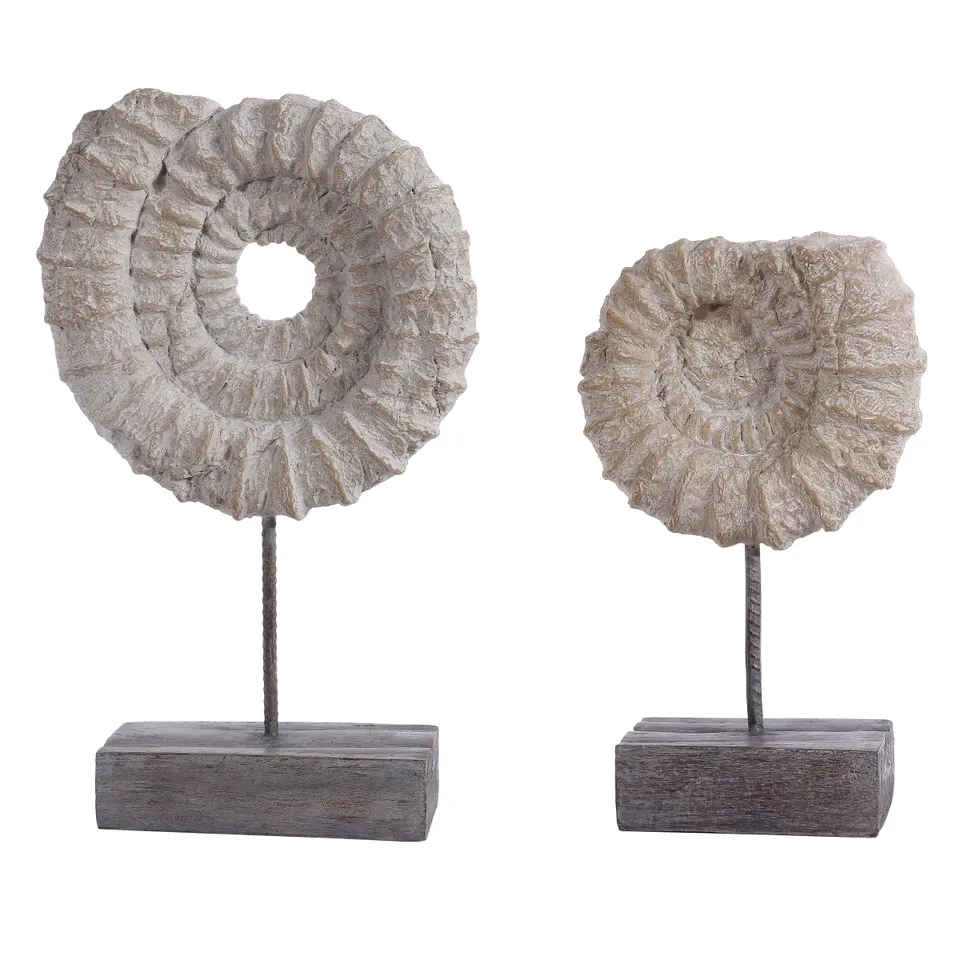 Lena Conch Shell Table, Set Of 2 - Light Beige / Grey