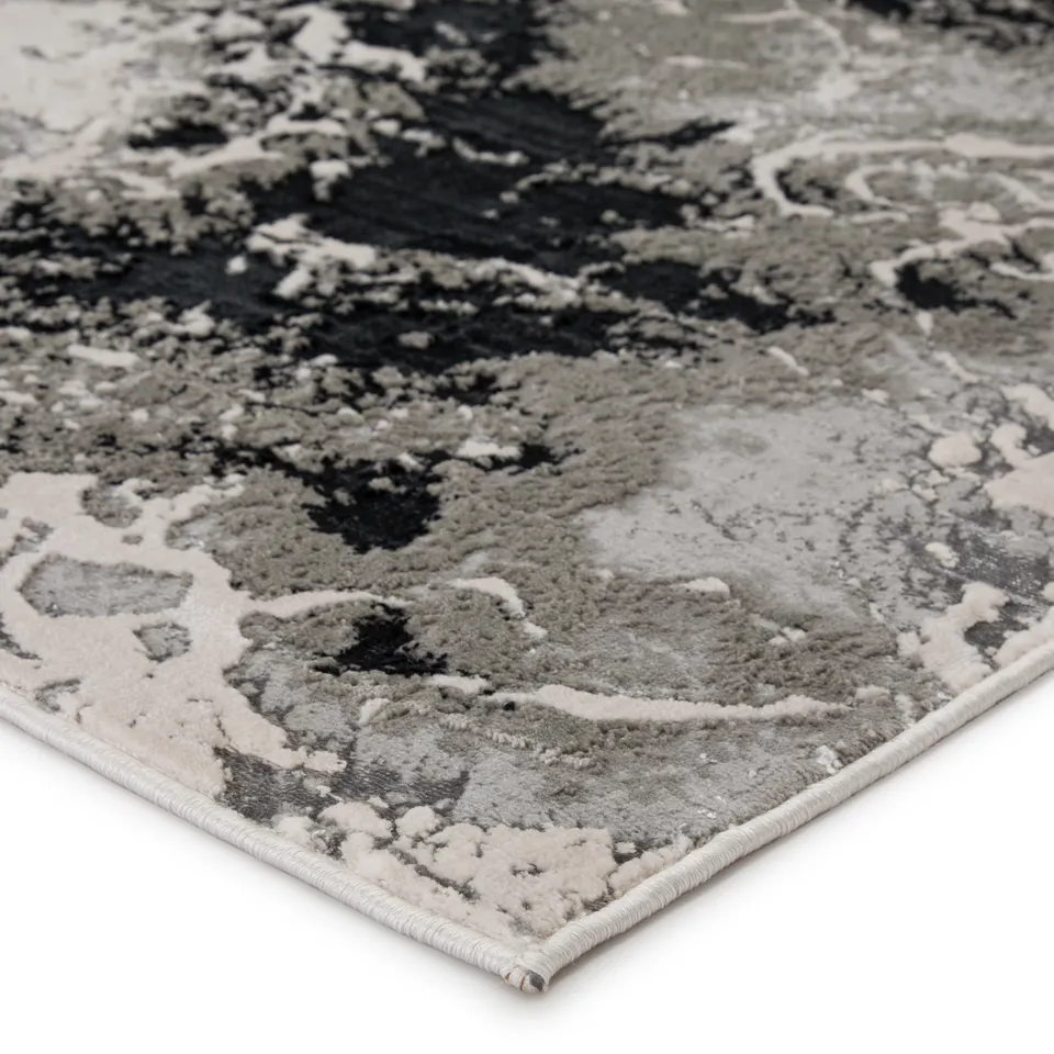 Fen Abstract Black/ Gray Runner Rug (2'2"X8')