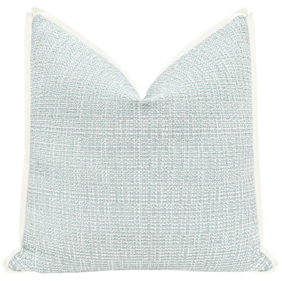 HEPBURN TWEED // MIST + FRINGE - 24" X 24" / Natural Demi Fringe
