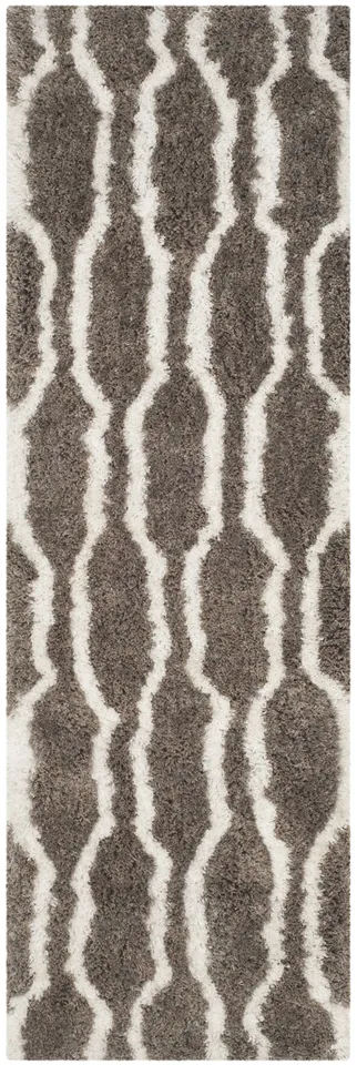 Arlo Home Hand Tufted Area Rug, BSG322B, Silver/Ivory,  2' 3" X 7'