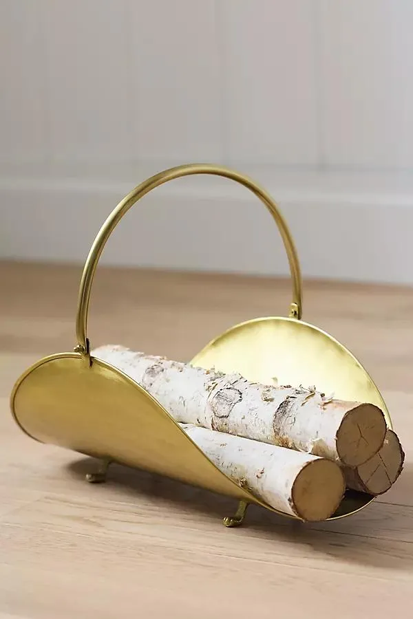 Brass Handle Footed Log Holder