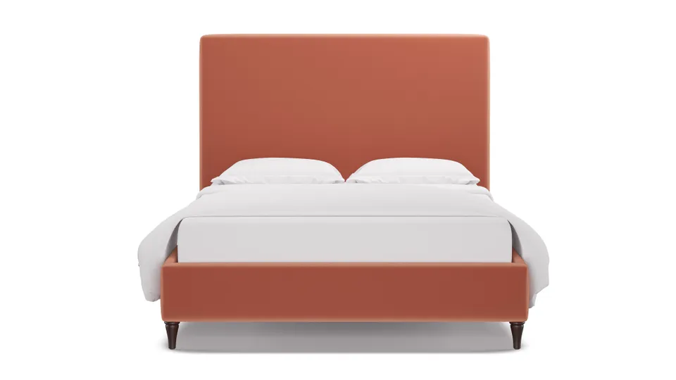Classic Bed, Coral Performance Velvet, Espresso Decorative Tapered Leg, Twin