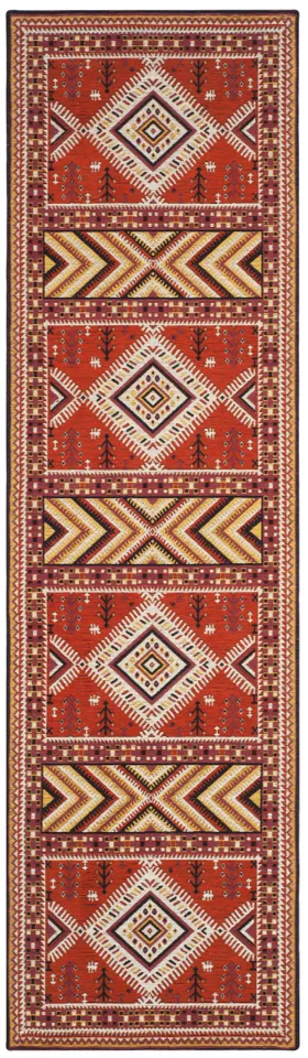 Arlo Home Woven Area Rug, CLV511D, Orange/Gold,  2' 3" X 8'