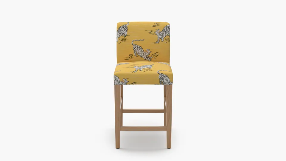 Signature Dining Counter Stool, Dijon Tigresse, Natural Square Tapered Leg