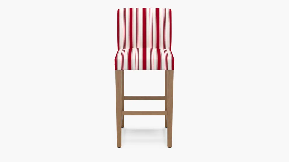 Signature Dining Bar Stool, Red Regency Stripe, Natural Square Tapered Leg