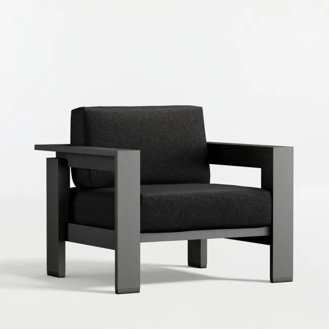 Walker Metal Outdoor Lounge Chair with Canvas Black Sunbrella ® Cushions