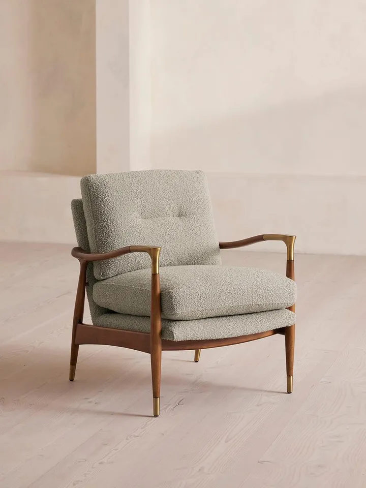 Theodore Armchair, Textured Wool Boucle, Pistachio, US