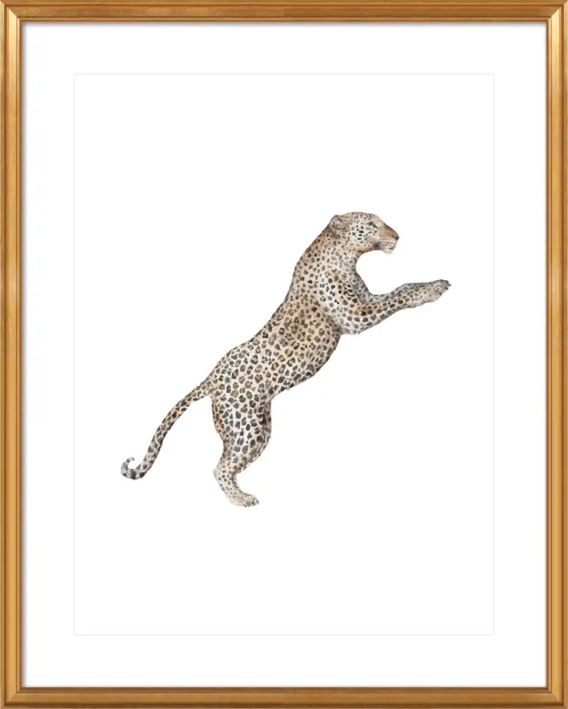 Leaping Leopard Watercolor by Lauren Rogoff for Artfully Walls