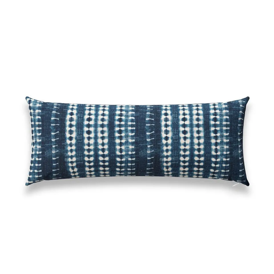 Dark Vines Indigo Outdoor Pillow by St. Frank | Blue | 40" W x 15" H | Polyester