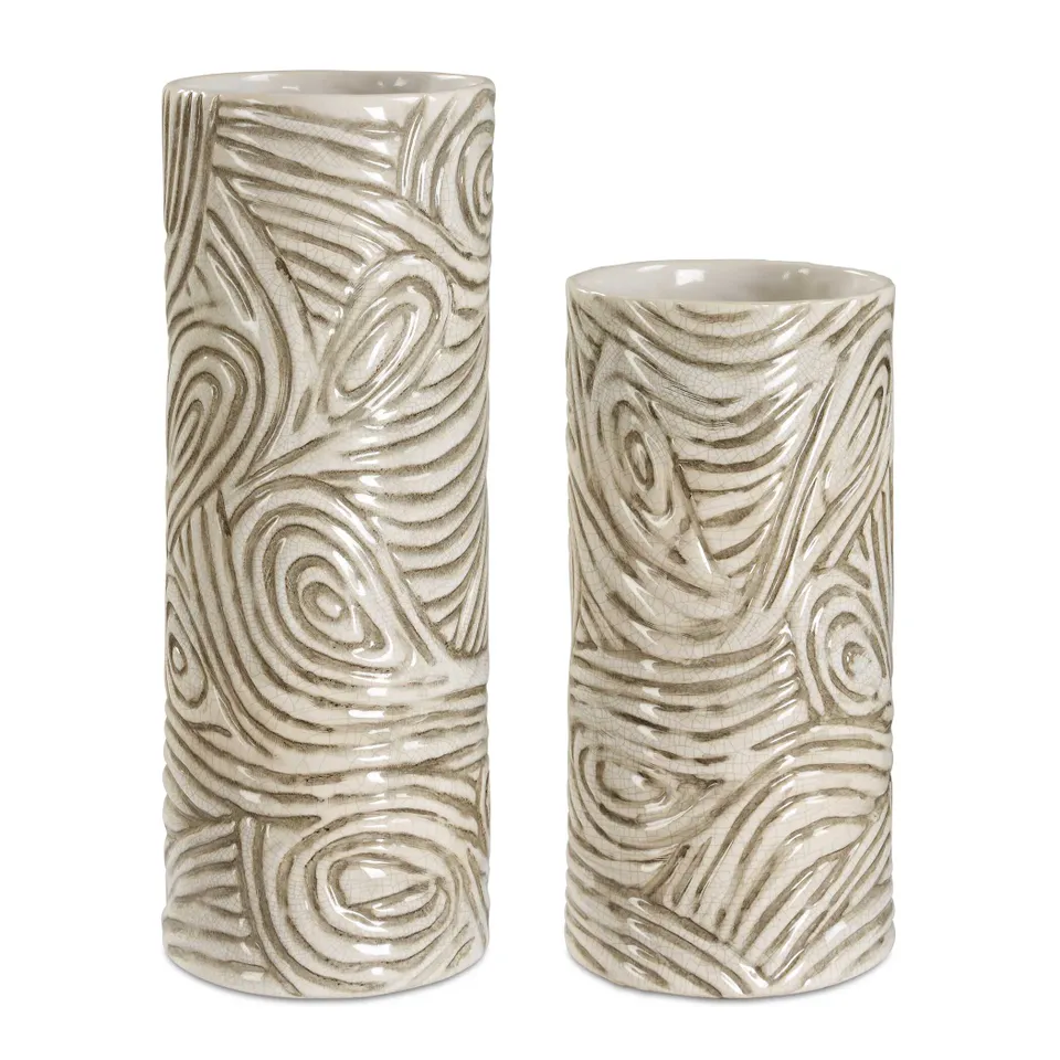 Timber Swirl Earth Tone Vases Set/2