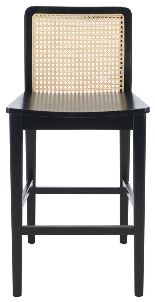 Benicio Rattan Counter Stool, Set Of 2 - Black / Natural