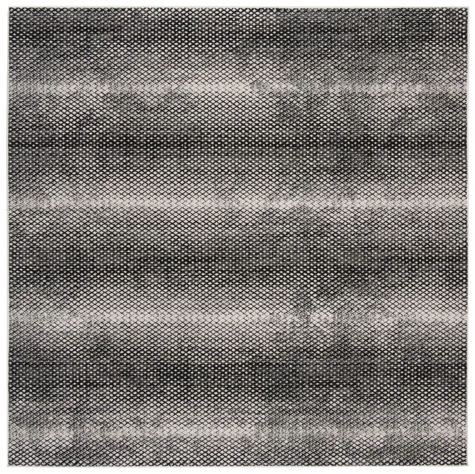 Arlo Home Woven Area Rug, LUR186Z, Black/Ivory,  6' 7" X 6' 7" Square