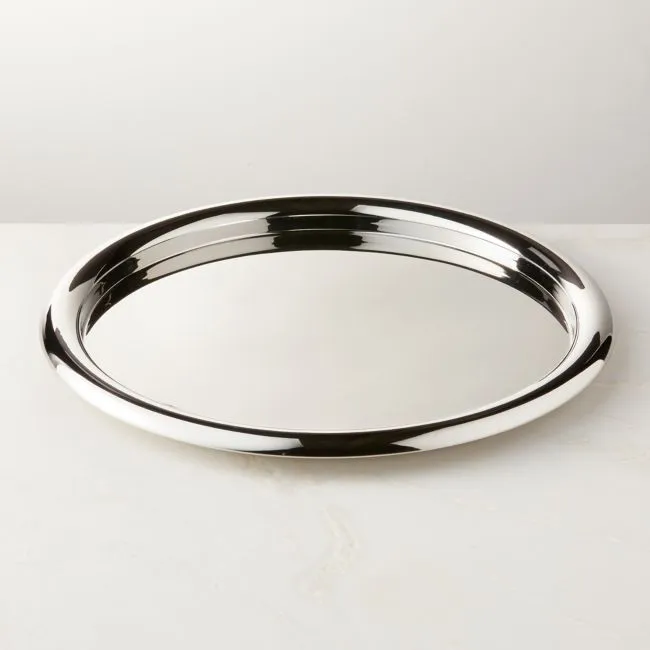 Piero Round Polished Stainless Steel Serving Tray by Gianfranco Frattini