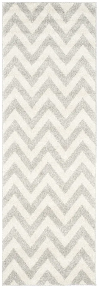 Arlo Home Indoor/Outdoor Woven Area Rug, AMT419B, Light Grey/Beige,  2' 3" X 7'
