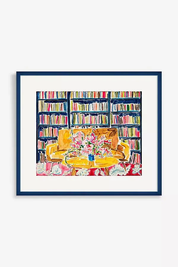 Library with Flowers Wall Art